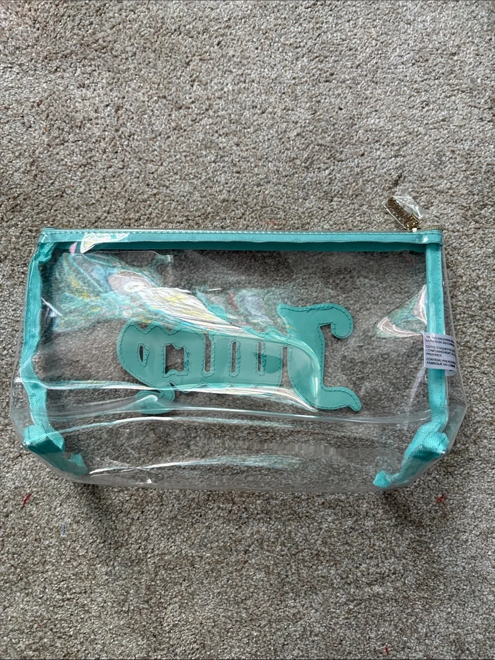 Juicy Couture Clear Cosmetic Pouch with Teal Trim